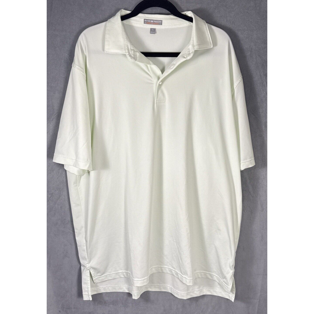 Peter Millar Polo Shirt Mens XL Pale Green Stripe Summer Comfort Golf Stretch